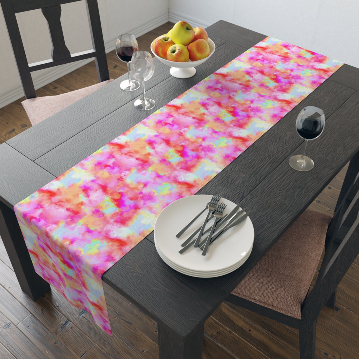 Tie-Dye Table Runner - Vivid Colors, Cotton Twill or Polyester - Ideal for Home Decor & Unique Gifts