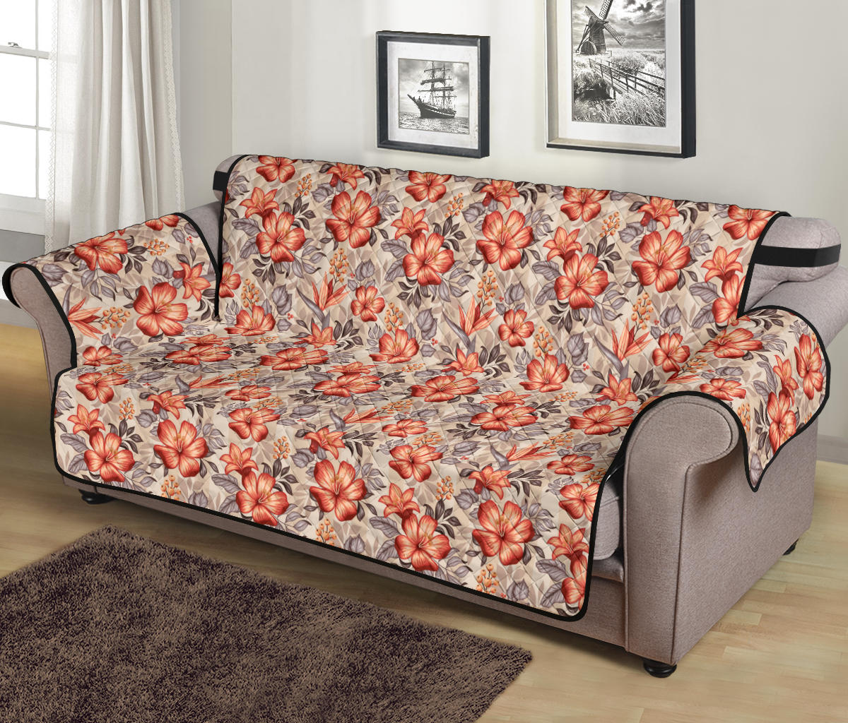 Boho Floral Sofa Protector