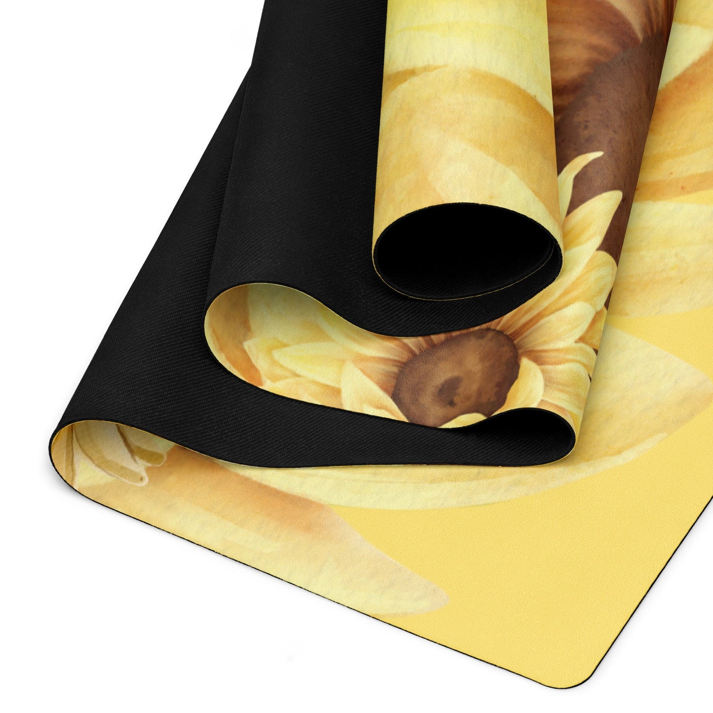 Yellow Sunflower Print Yoga Mat
